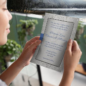 Monogram Royal Blue Silver Swirl Wedding Kaart