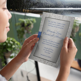 Monogram Royal Blue Silver Swirl Wedding Kaart