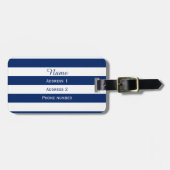 Monogram Royal Blue Striped Bagagelabel (Voorkant horizontaal)