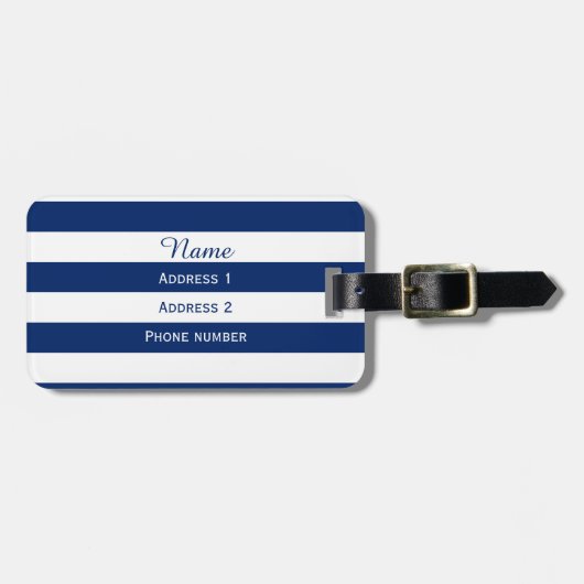 Monogram Royal Blue Striped Bagagelabel (Voorkant horizontaal)