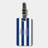 Monogram Royal Blue Striped Bagagelabel (Voorkant verticaal)