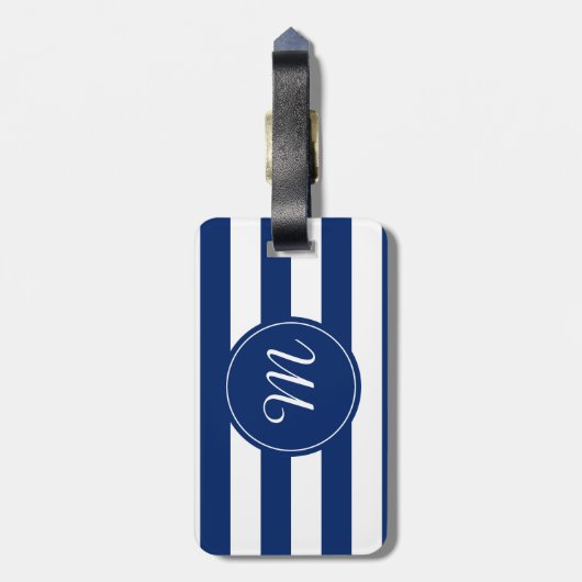 Monogram Royal Blue Striped Bagagelabel (Achterkant verticaal)
