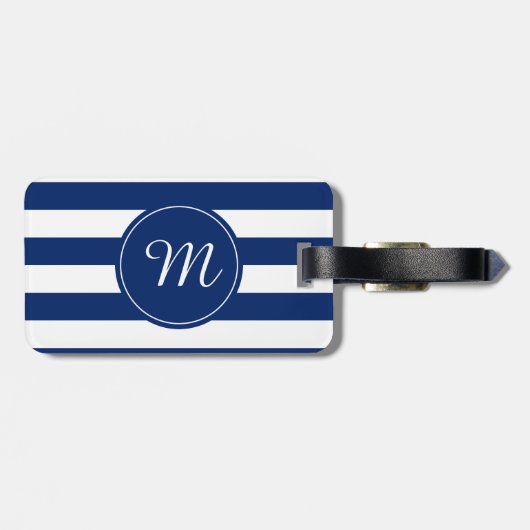 Monogram Royal Blue Striped Bagagelabel (Achterkant horizontaal)