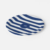 Monogram Royal Blue Striped Papieren Bordje (Gekanteld)