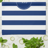 Monogram Royal Blue Striped Theedoek (Gevouwen)