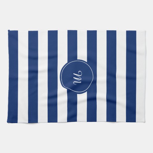 Monogram Royal Blue Striped Theedoek (Horizontaal)