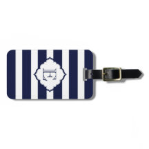 Monogram Royal Blue Stripes geometrisch patroon