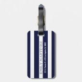 Monogram Royal Blue Stripes geometrisch patroon Bagagelabel (Achterkant verticaal)