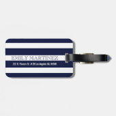 Monogram Royal Blue Stripes geometrisch patroon Bagagelabel (Achterkant horizontaal)