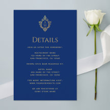 Monogram Royal Blue Trouwdetails Gouden Crest