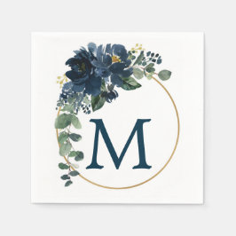 Monogram Royal Navy Wedding Cocktail Napkin Servet