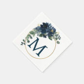 Monogram Royal Navy Wedding Cocktail Napkin Servet (Hoek)
