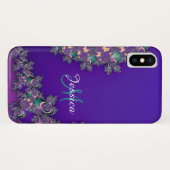 Monogram Royal Paars Fractal Hoesje (Achterkant (horizontaal))