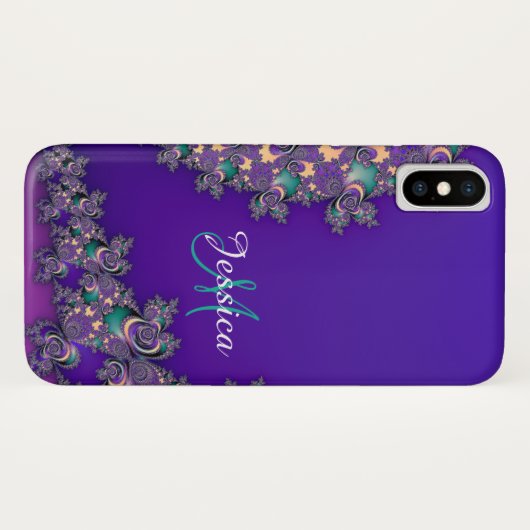 Monogram Royal Paars Fractal Hoesje (Achterkant (horizontaal))