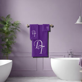 Monogram - Royal paarse Bad Handdoek