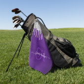 Monogram Royal Paarse zilveren druppelende glitter Golfhanddoek (Groen)