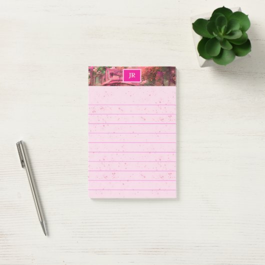 Monogram Roze Abstracte Bos Wereld Post-it® Notes (Kantoor)