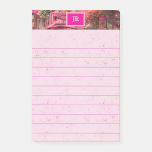 Monogram Roze Abstracte Bos Wereld Post-it® Notes