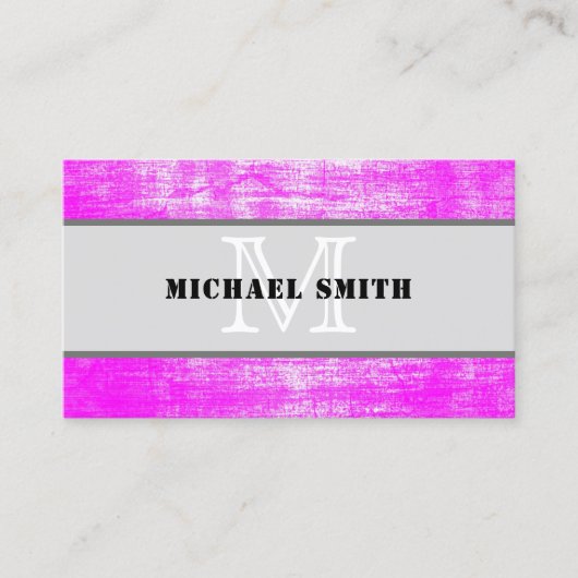 Monogram roze achtergrond visitekaartje (Voorkant)