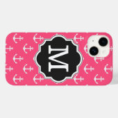 Monogram roze Anchor Pattern Case-Mate iPhone Case (Achterkant (horizontaal))