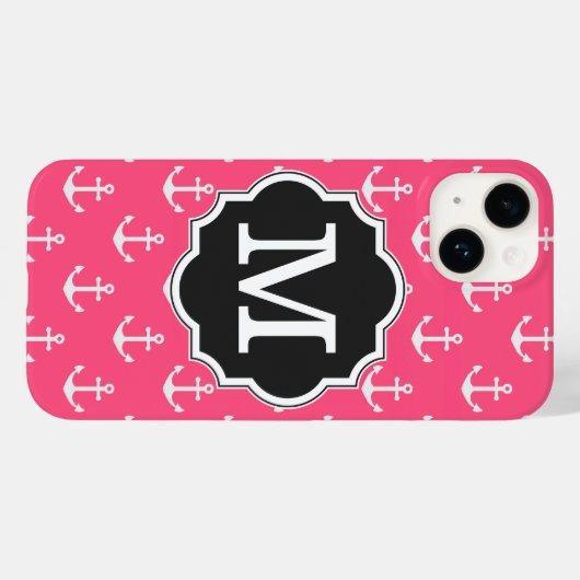 Monogram roze Anchor Pattern Case-Mate iPhone Case (Achterkant (horizontaal))
