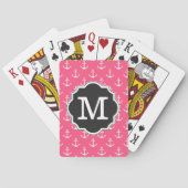 Monogram roze Anchor Pattern Pokerkaarten (Achterkant)