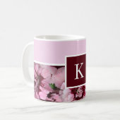 Monogram Roze Anjer Januari Geboorte Maand Koffiemok (Voorkant links)
