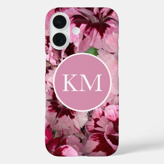 Monogram Roze Anjer Januari Verjaardag Bloem Case-Mate iPhone Case (Achterkant)