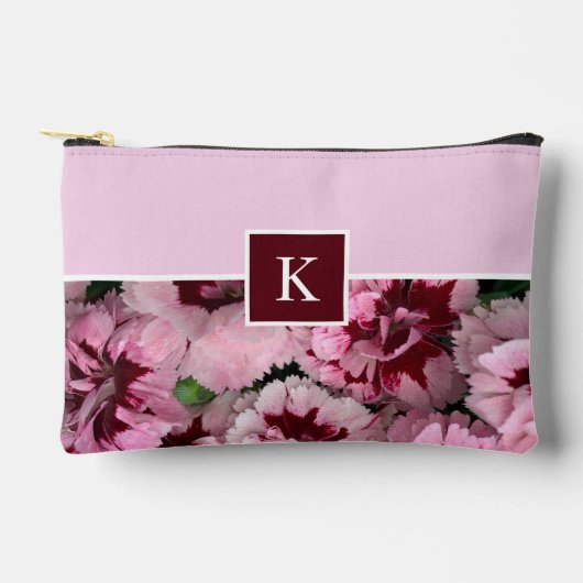 Monogram Roze Anjer Januari Verjaardag Bloem Etui (Voorkant)