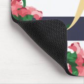 Monogram roze anjers en blauw stripper muismat (Hoek)