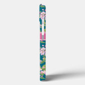 Monogram roze Apple Blossom op donkerblauw Case-Mate iPhone Case (Achterkant / Links)
