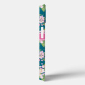 Monogram roze Apple Blossom op donkerblauw Case-Mate iPhone Case (Achterkant / Rechts)