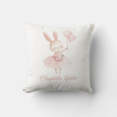 Monogram Roze Ballerina Bunny Meisje Kwekerij Slaa Kussen (Voorkant)