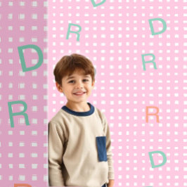Monogram roze behang