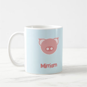 Monogram roze big op blauw koffiemok