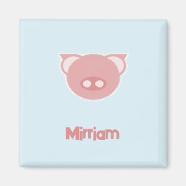 Monogram roze big op blauw magneet