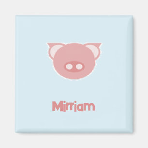 Monogram roze big op blauw magneet