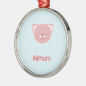 Monogram roze big op blauw metalen ornament (Links)