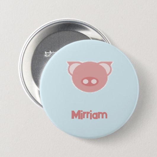 Monogram roze big op blauw ronde button 7,6 cm (Voorkant /achterkant)