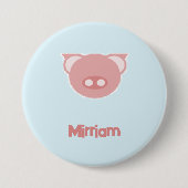 Monogram roze big op blauw ronde button 7,6 cm (Voorkant)