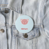 Monogram roze big op blauw ronde button 7,6 cm (In situ)