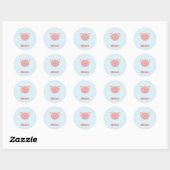 Monogram roze big op blauw ronde sticker (Vel)