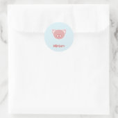 Monogram roze big op blauw ronde sticker (Tas)
