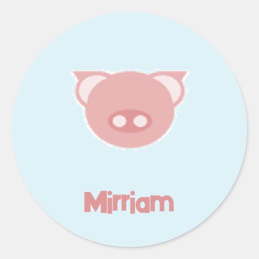 Monogram roze big op blauw ronde sticker (Voorkant)