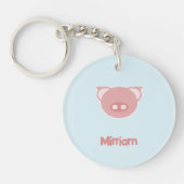 Monogram roze big op blauw sleutelhanger (Voorkant)