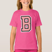 Monogram Roze Black White College Initiaal B T-shirt (Voorkant)