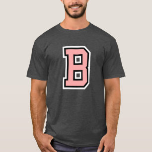 Monogram Roze Black White College Initiaal B T-shirt