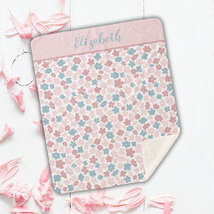 Monogram roze blauw bloemendecor moderne boho tren sherpa deken