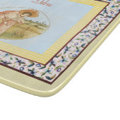 monogram roze blauw en geel meisje snijplank (Hoek)