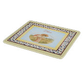 monogram roze blauw en geel meisje snijplank (Hoek)